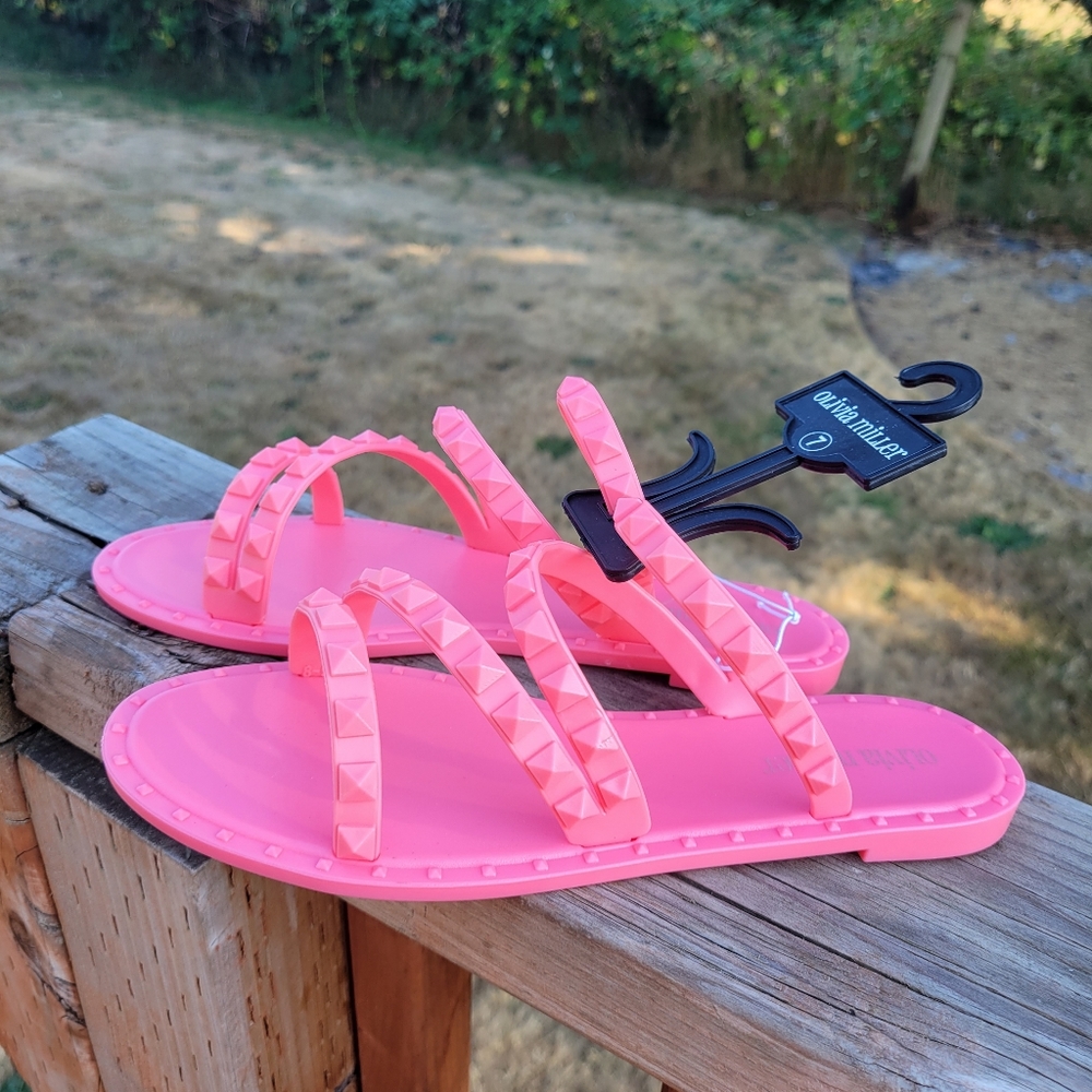 Olivia Miller Rock-stud Jelly slip on sandals size 7
